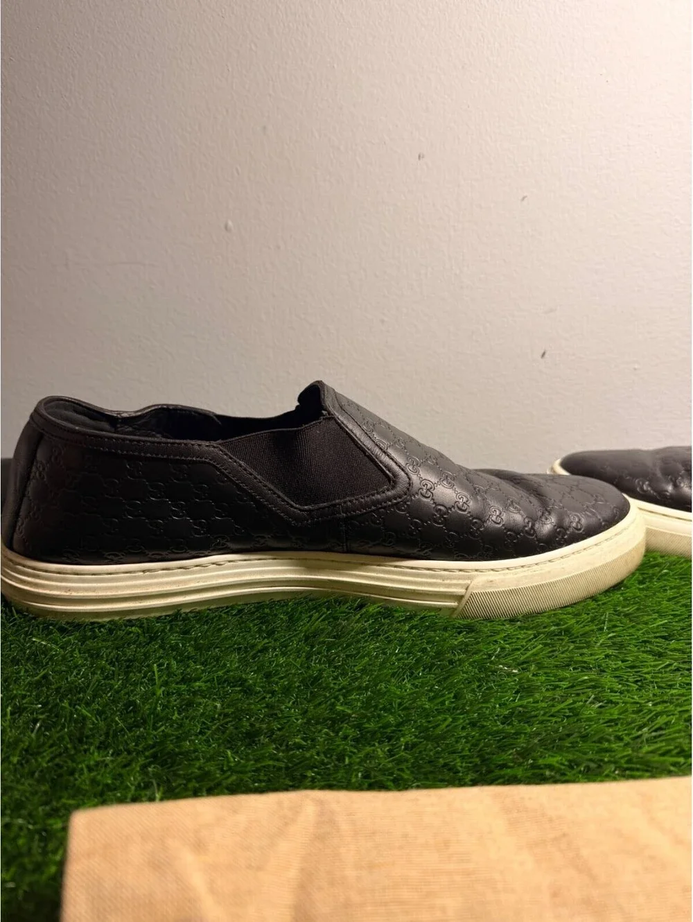 Gucci Microguccissima Monogram Leather Slip-Ons Size 9.5
